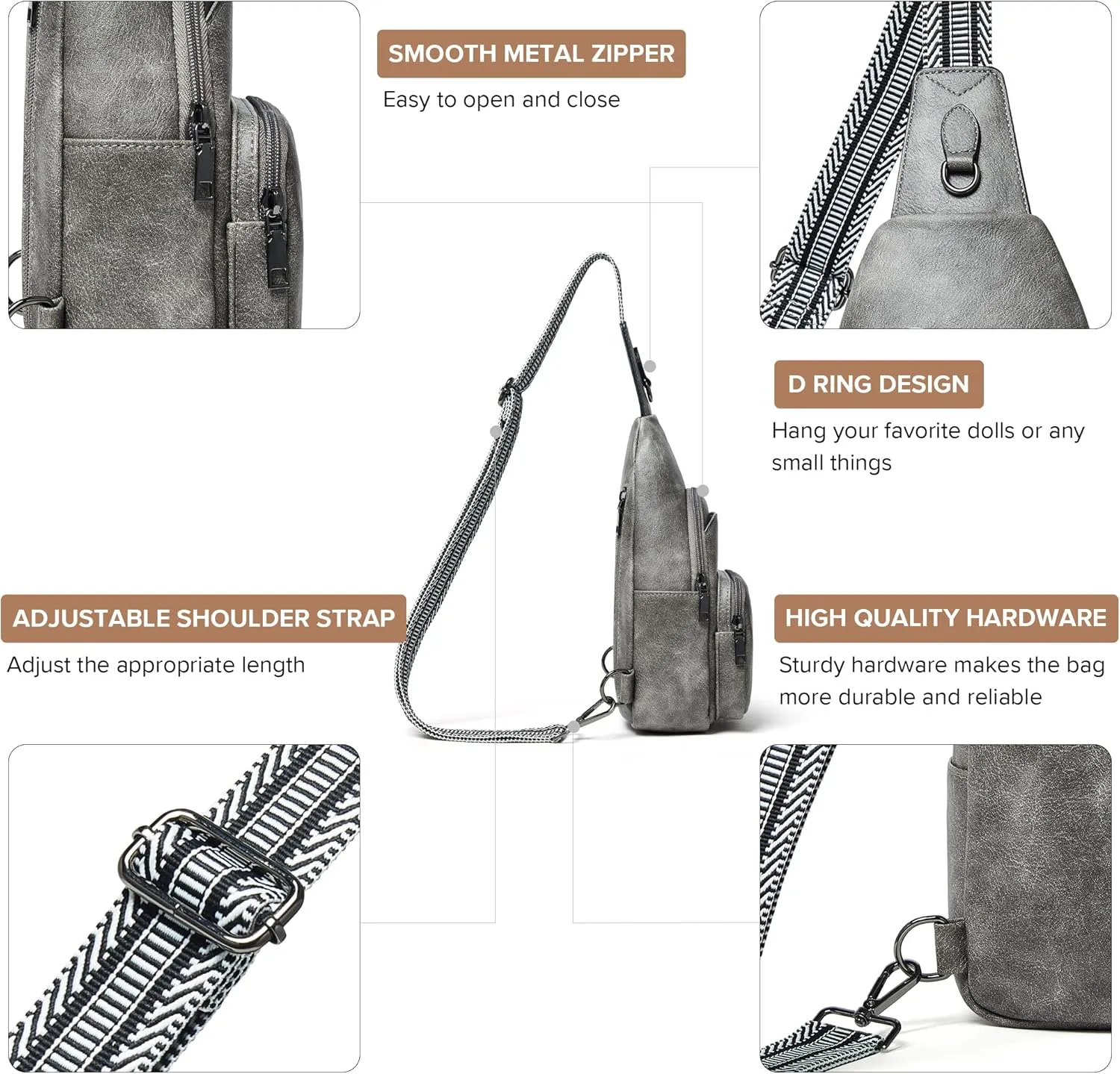 Crossbody Bags for Women Sling Bag Fanny Pack Casual Daypacks Small Backpack Chest Travel Purse Anti Theft