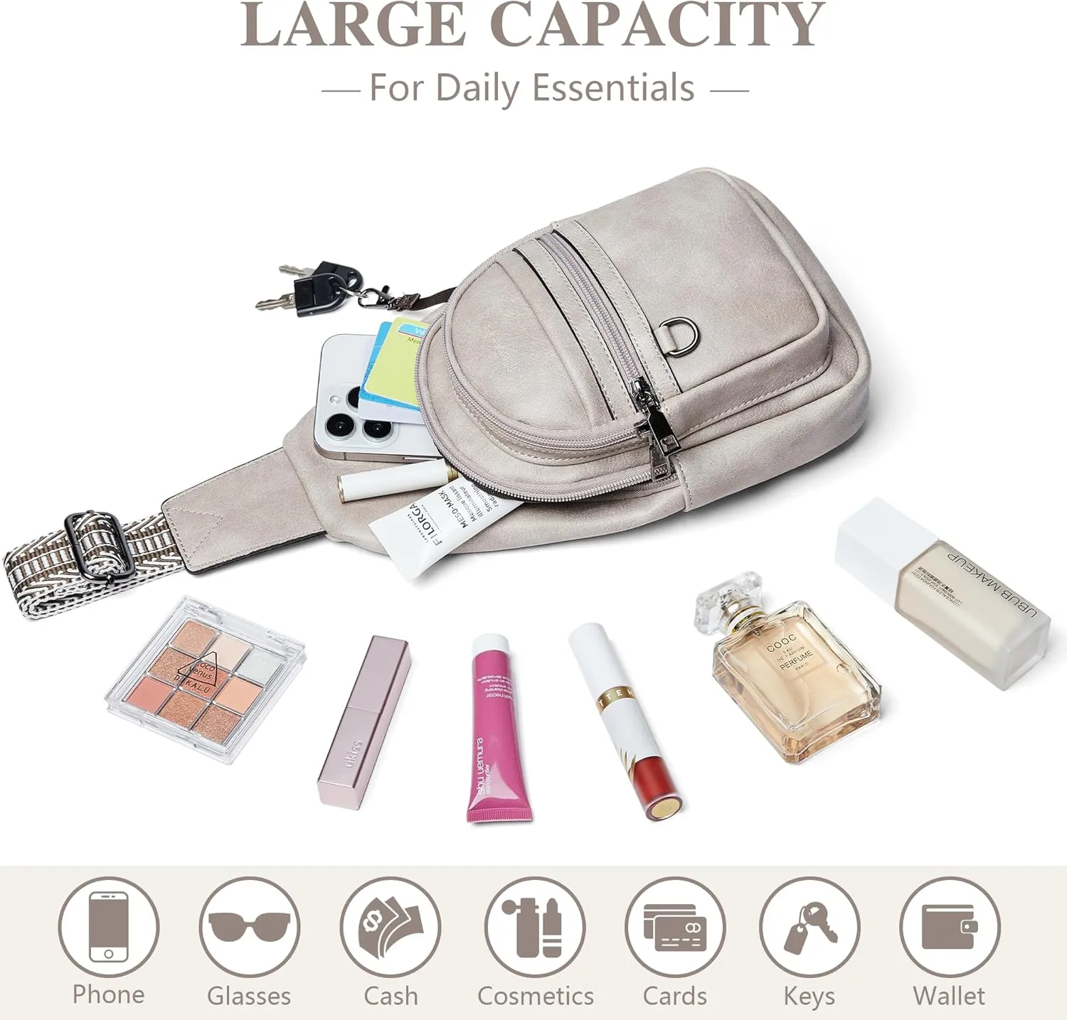 Crossbody Bags for Women Sling Bag Fanny Pack Casual Daypacks Small Backpack Chest Travel Purse Anti Theft