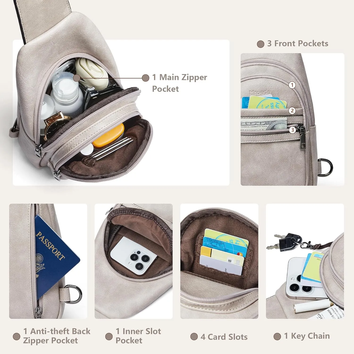Crossbody Bags for Women Sling Bag Fanny Pack Casual Daypacks Small Backpack Chest Travel Purse Anti Theft