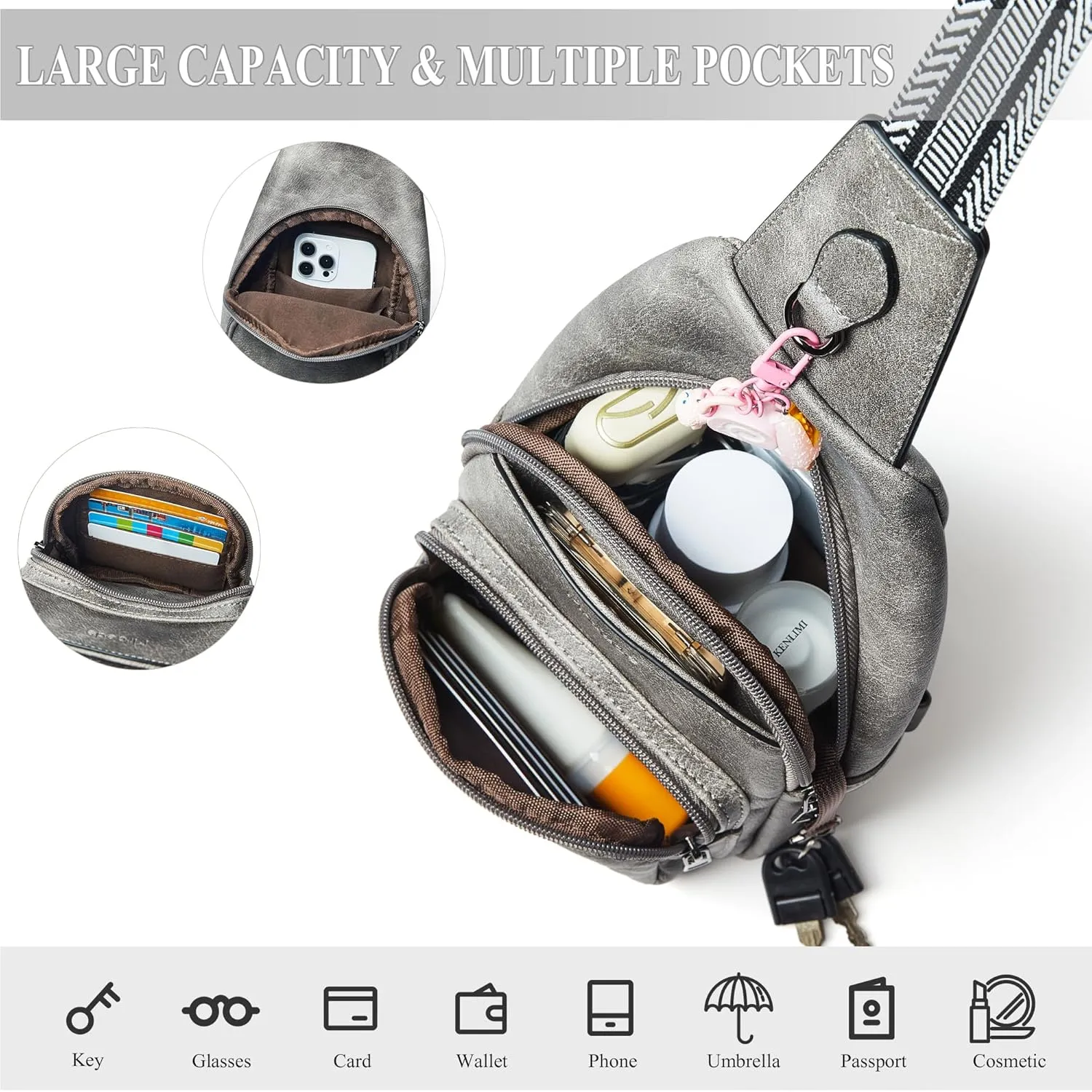 Crossbody Bags for Women Sling Bag Fanny Pack Casual Daypacks Small Backpack Chest Travel Purse Anti Theft