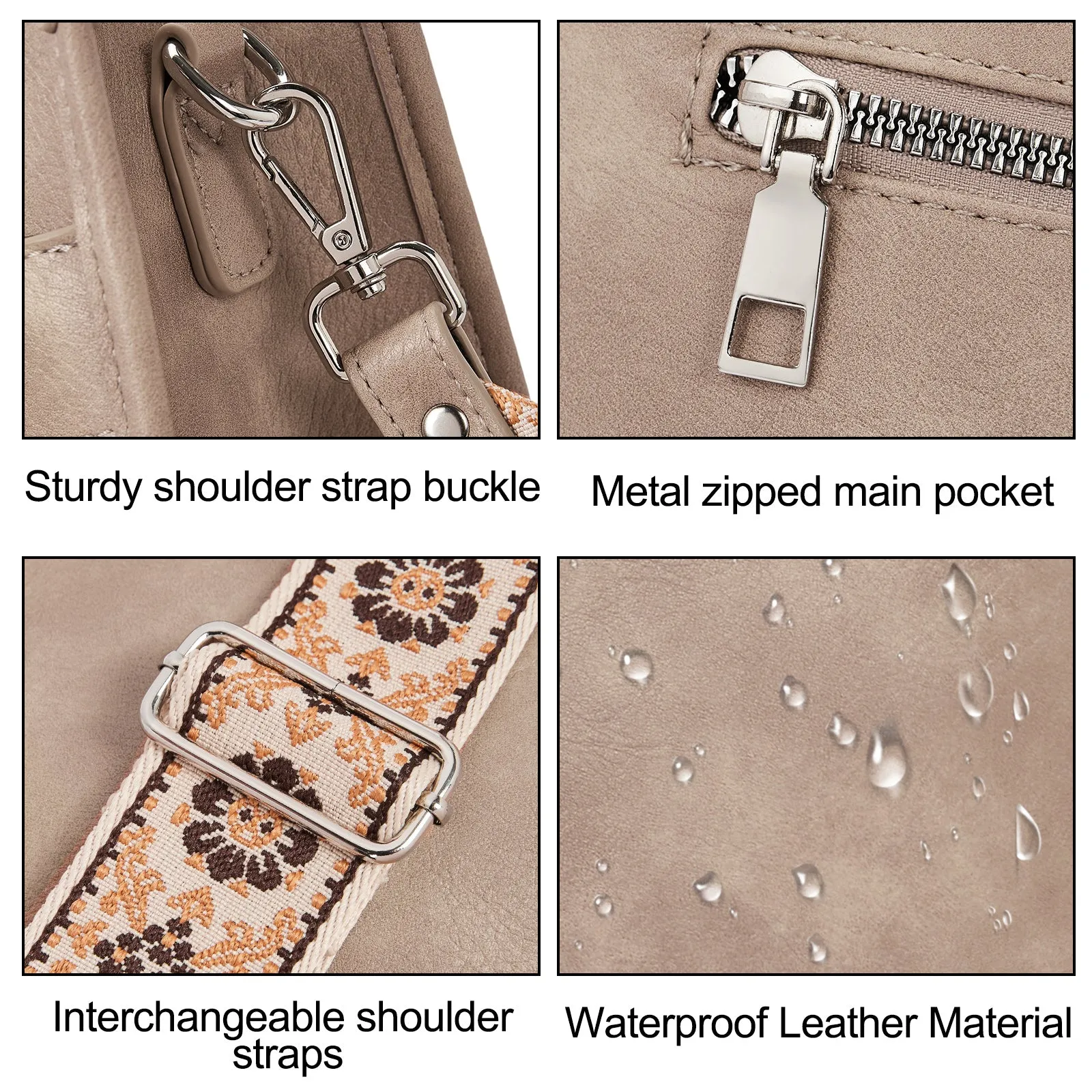 Crossbody Bags for Women With 2 Adjustable Guitar Straps Shoulder Bucket Bags