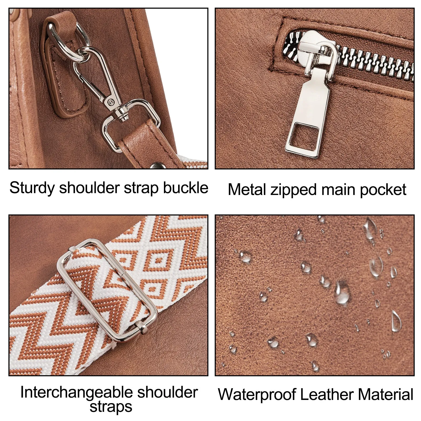Crossbody Bags for Women With 2 Adjustable Guitar Straps Shoulder Bucket Bags