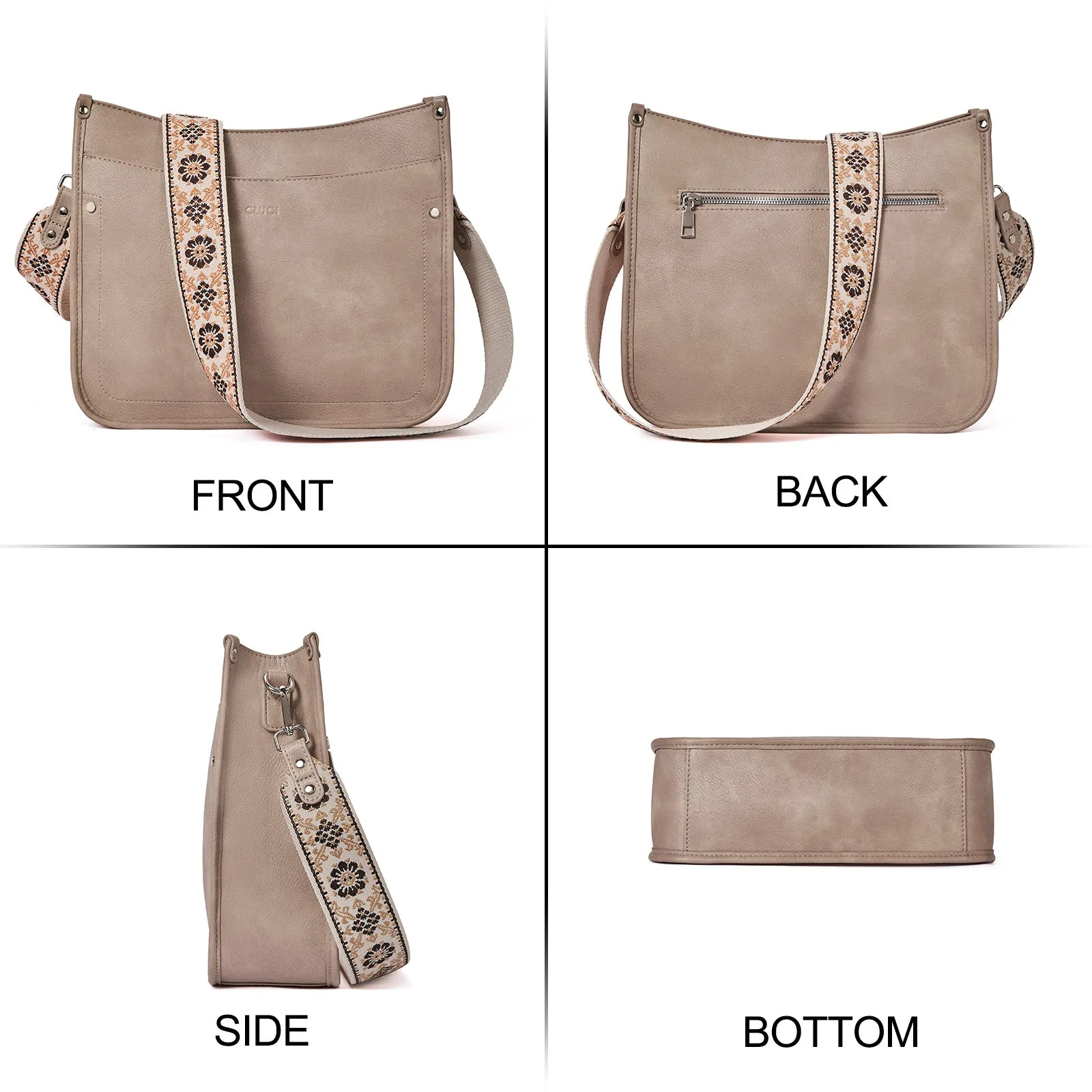 Crossbody Bags for Women With 2 Adjustable Guitar Straps Shoulder Bucket Bags
