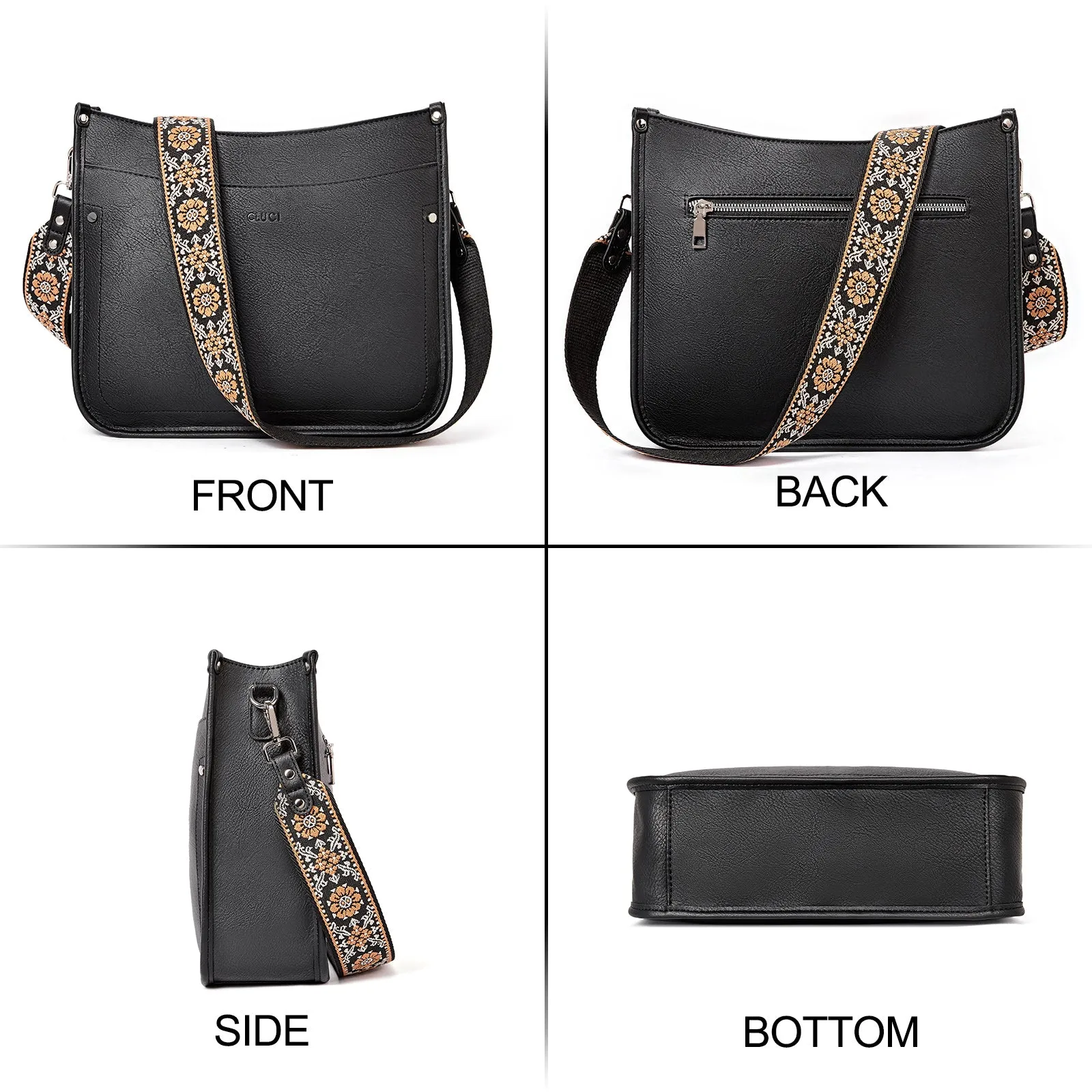 Crossbody Bags for Women With 2 Adjustable Guitar Straps Shoulder Bucket Bags