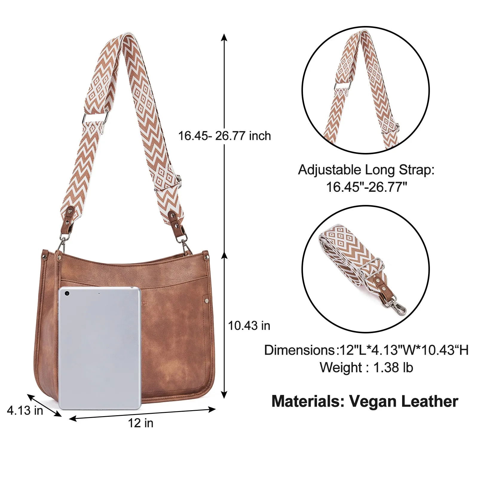 Crossbody Bags for Women With 2 Adjustable Guitar Straps Shoulder Bucket Bags