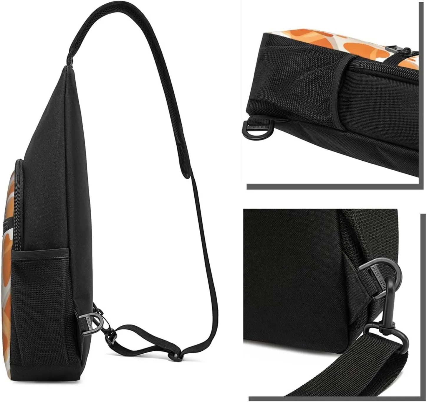 Crossbody Sling Backpack Sling Bag for Men Women Cross Chest Bag Shoulder Bag Brown and White Spots Travel Hiking Daypack