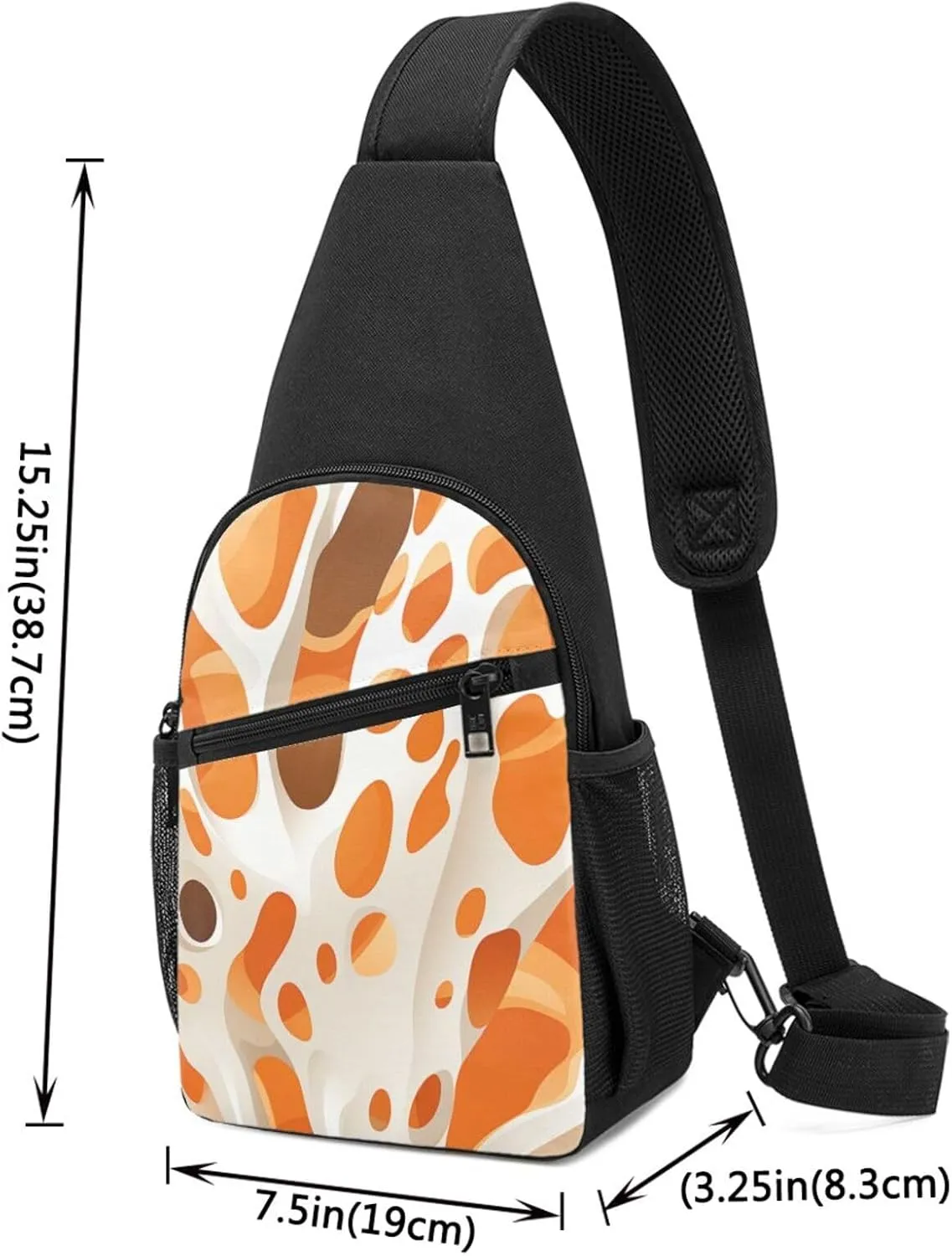 Crossbody Sling Backpack Sling Bag for Men Women Cross Chest Bag Shoulder Bag Brown and White Spots Travel Hiking Daypack
