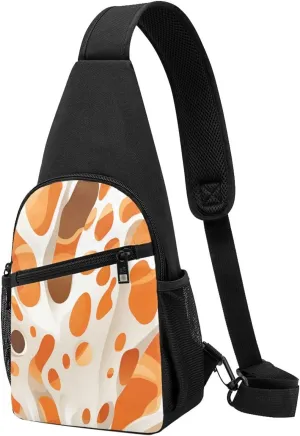 Crossbody Sling Backpack Sling Bag for Men Women Cross Chest Bag Shoulder Bag Brown and White Spots Travel Hiking Daypack