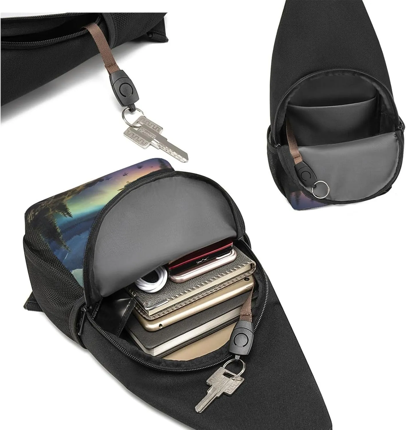 Crossbody Sling Backpack Sling Bag for Men Women Cross Chest Bag Shoulder Bag Celestial Night Sky Travel Hiking Daypack