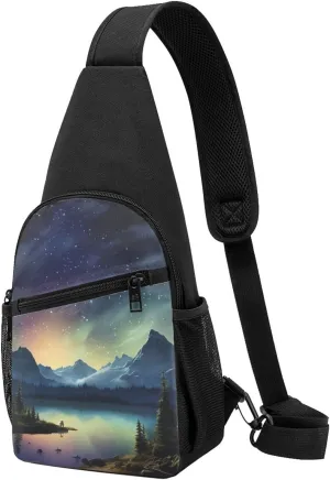Crossbody Sling Backpack Sling Bag for Men Women Cross Chest Bag Shoulder Bag Celestial Night Sky Travel Hiking Daypack