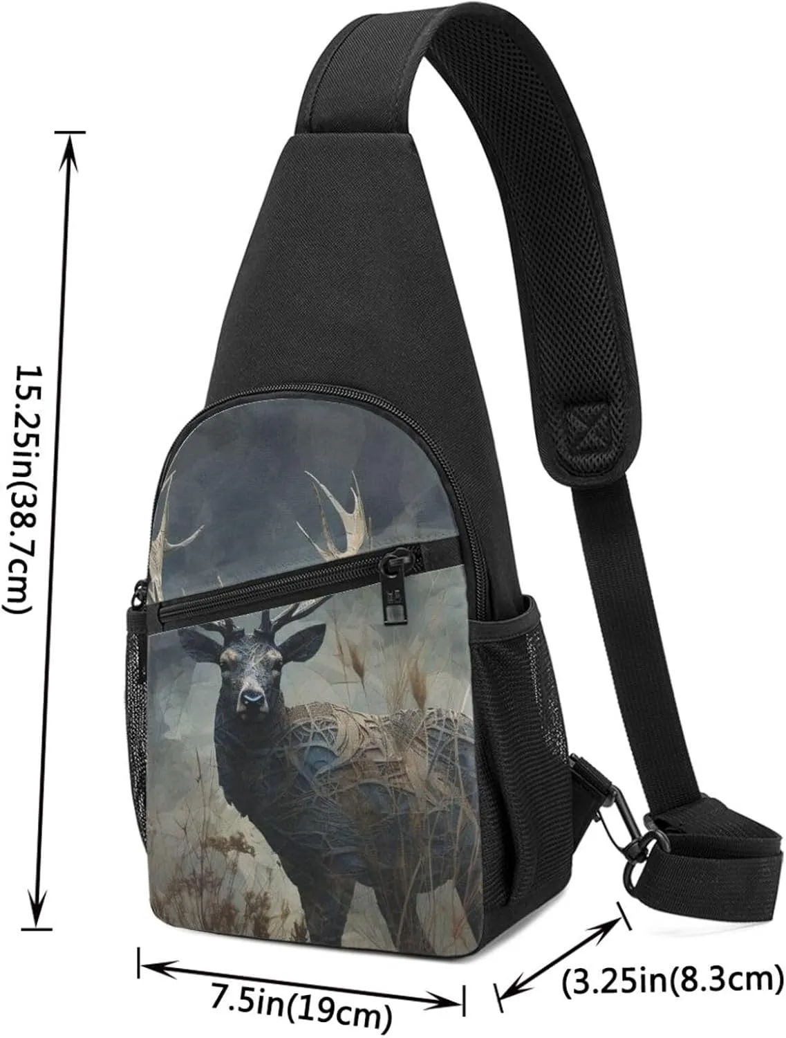 Crossbody Sling Backpack Sling Bag for Men Women Cross Chest Bag Shoulder Bag Deer in Field Travel Hiking Daypack