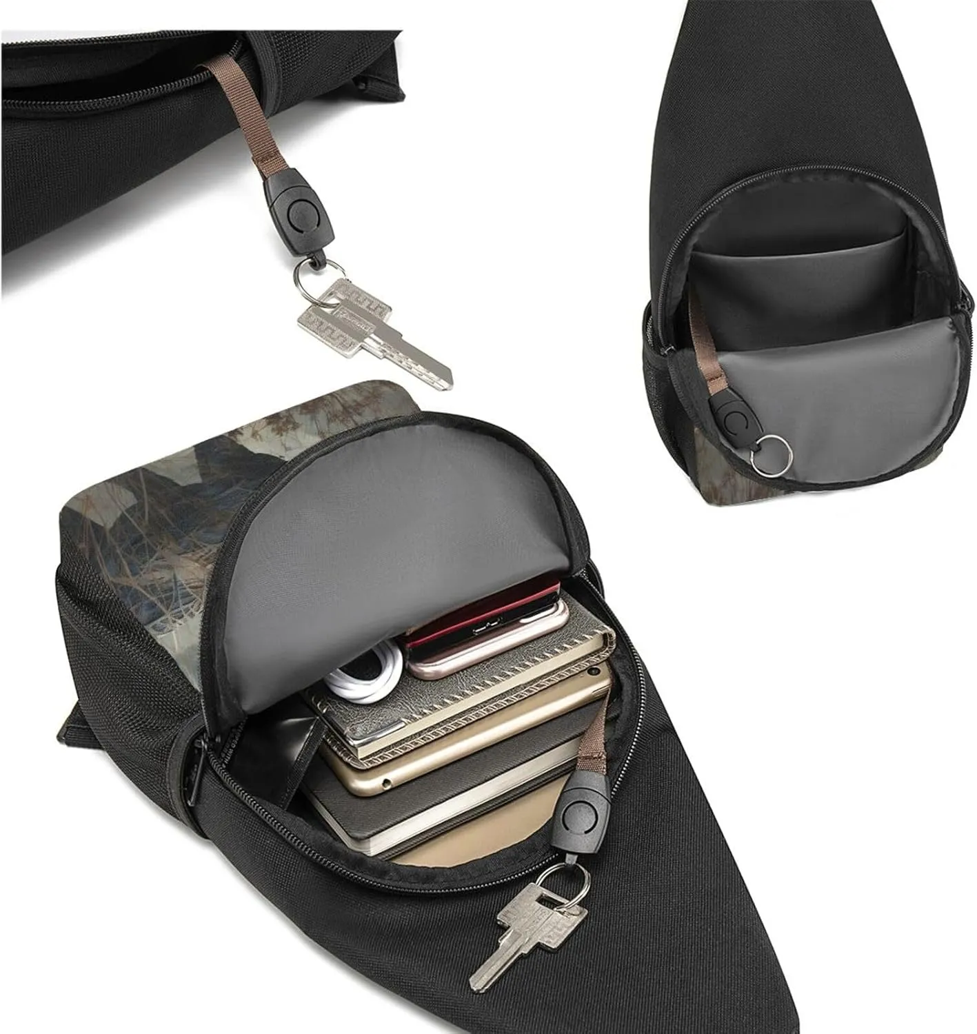 Crossbody Sling Backpack Sling Bag for Men Women Cross Chest Bag Shoulder Bag Deer in Field Travel Hiking Daypack