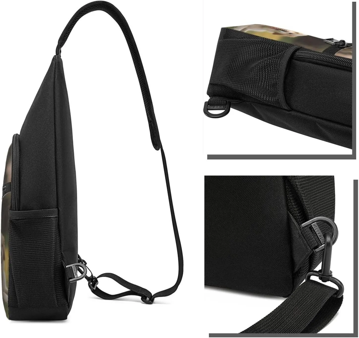 Crossbody Sling Backpack Sling Bag for Men Women Cross Chest Bag Shoulder Bag Dog on the lawn Travel Hiking Daypack