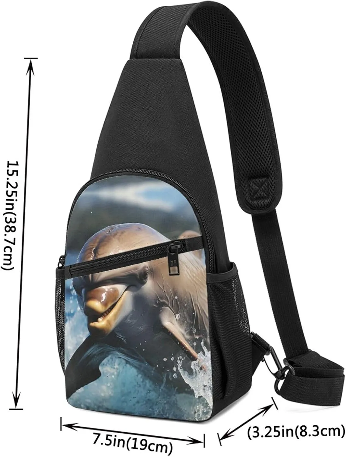 Crossbody Sling Backpack Sling Bag for Men Women Cross Chest Bag Shoulder Bag Dolphin Jumping out of Water Travel Hiking Daypack