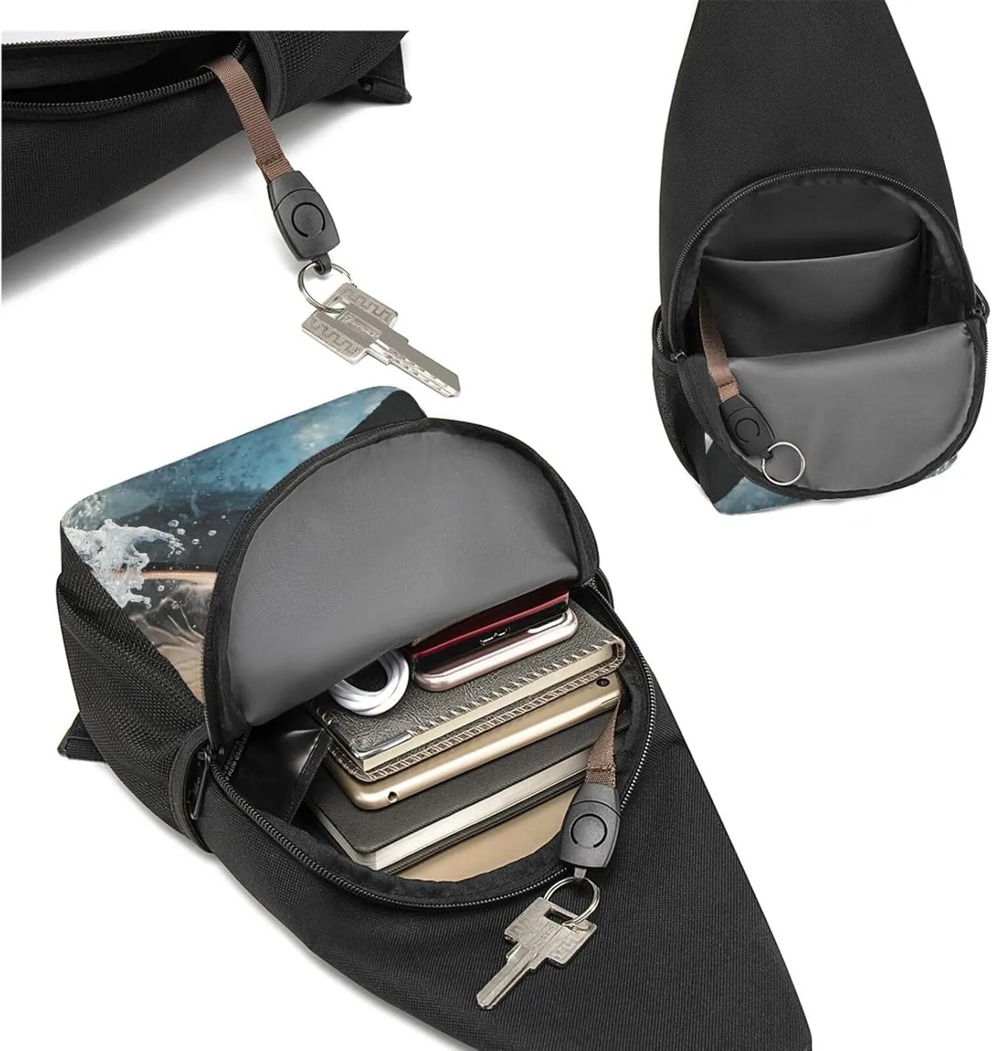 Crossbody Sling Backpack Sling Bag for Men Women Cross Chest Bag Shoulder Bag Dolphin Jumping out of Water Travel Hiking Daypack