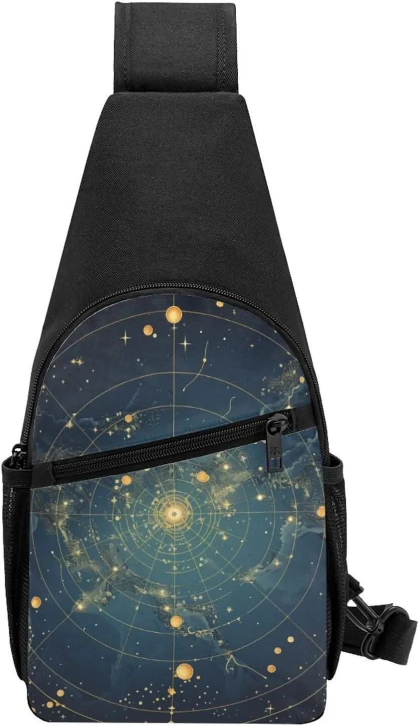 Crossbody Sling Backpack Sling Bag for Men Women Cross Chest Bag Shoulder Bag Northern Stars Constellation Travel Hiking Daypack