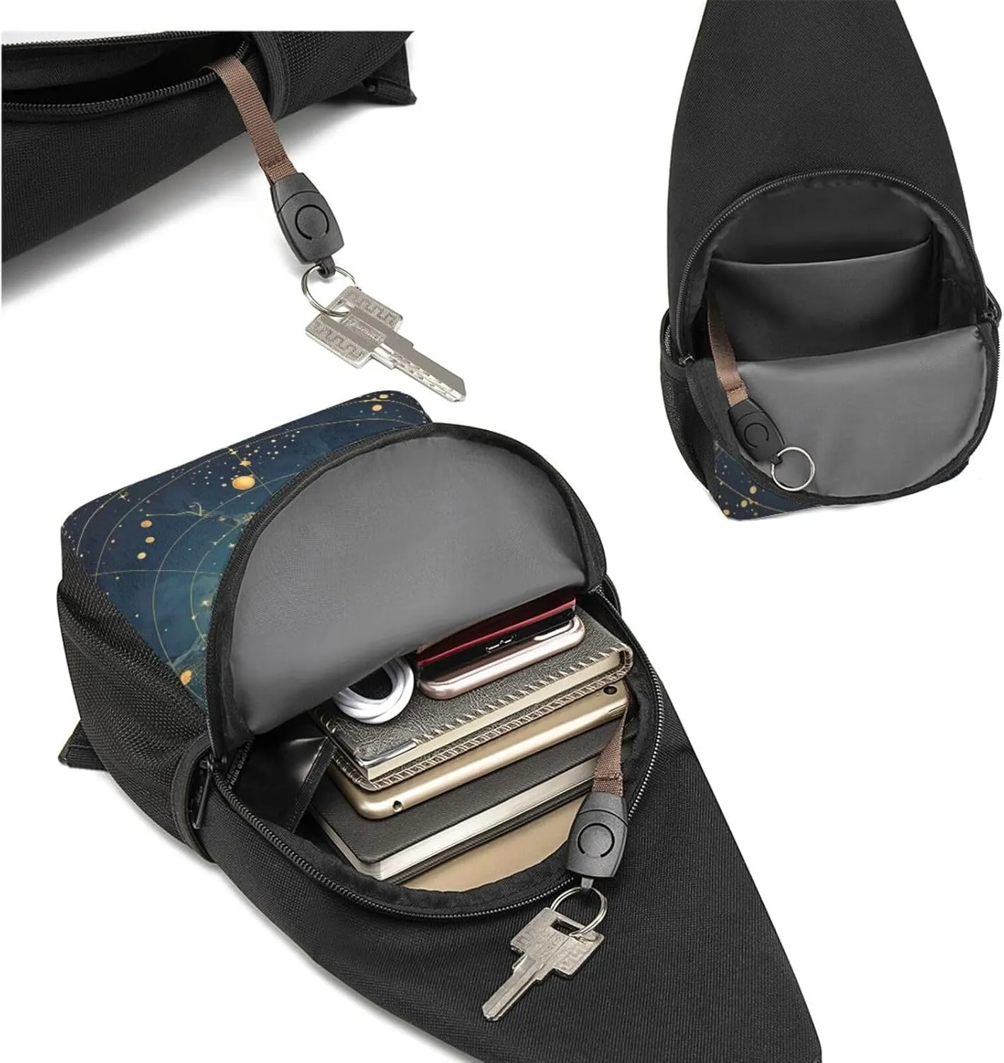 Crossbody Sling Backpack Sling Bag for Men Women Cross Chest Bag Shoulder Bag Northern Stars Constellation Travel Hiking Daypack