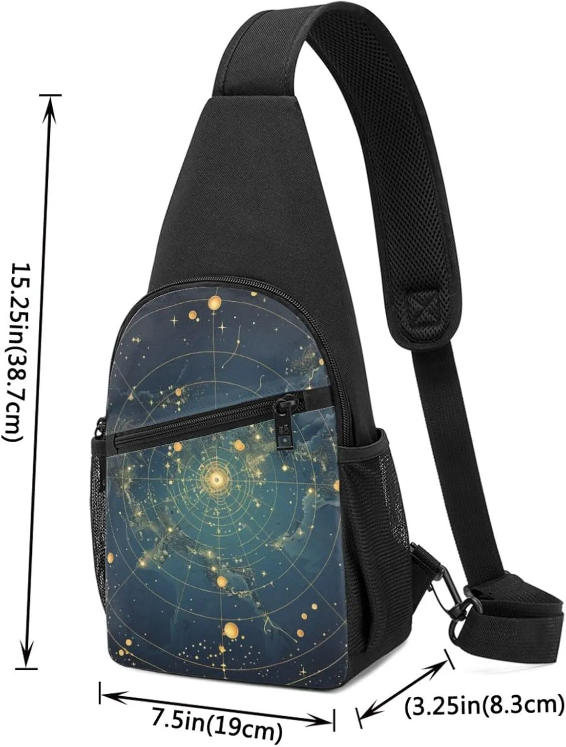 Crossbody Sling Backpack Sling Bag for Men Women Cross Chest Bag Shoulder Bag Northern Stars Constellation Travel Hiking Daypack