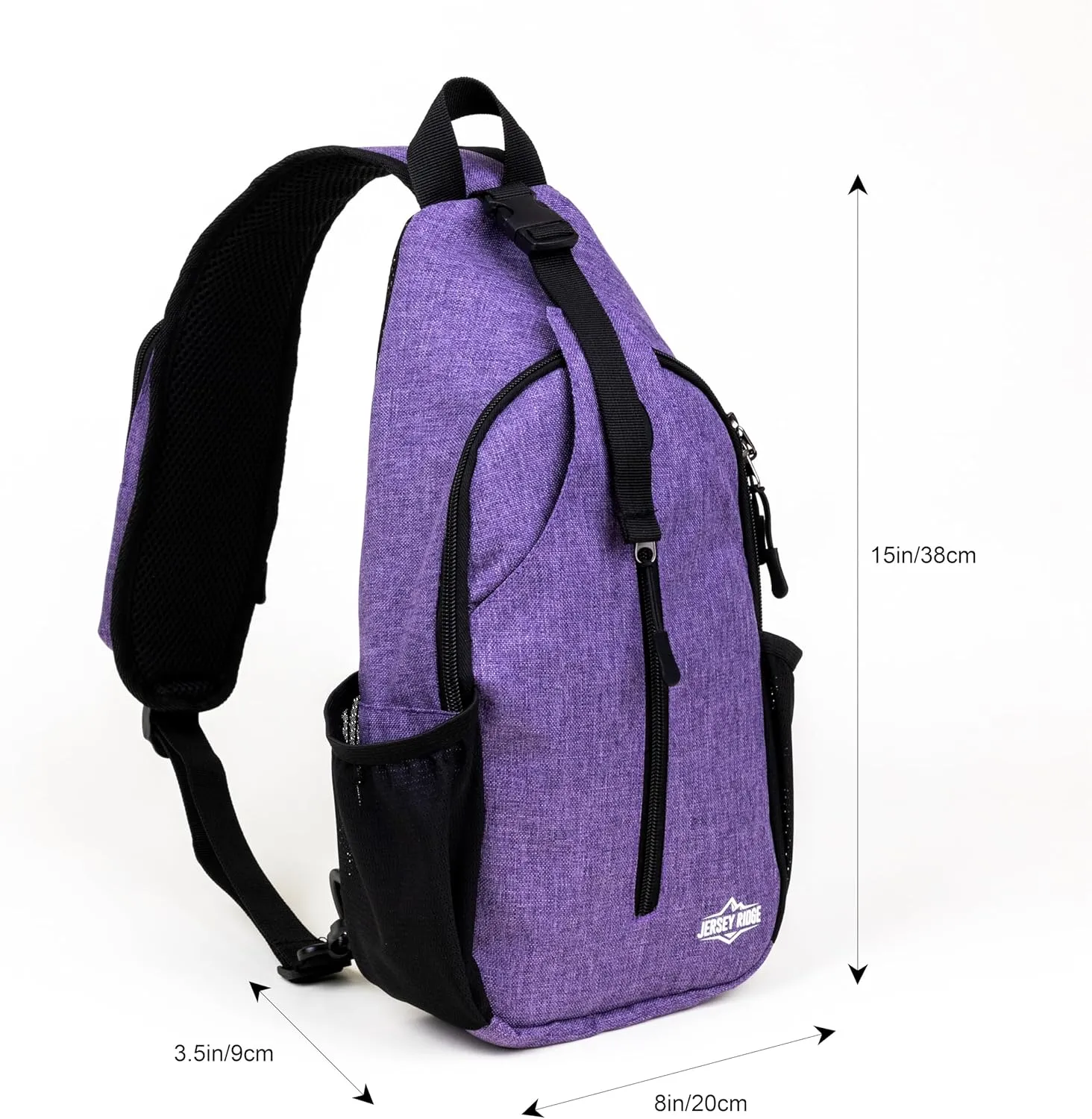 Crossbody Sling Bag – Anti-Theft Carryall Daypack Backpack with Adjustable Chest Strap for Travel or Hiking (Purple)