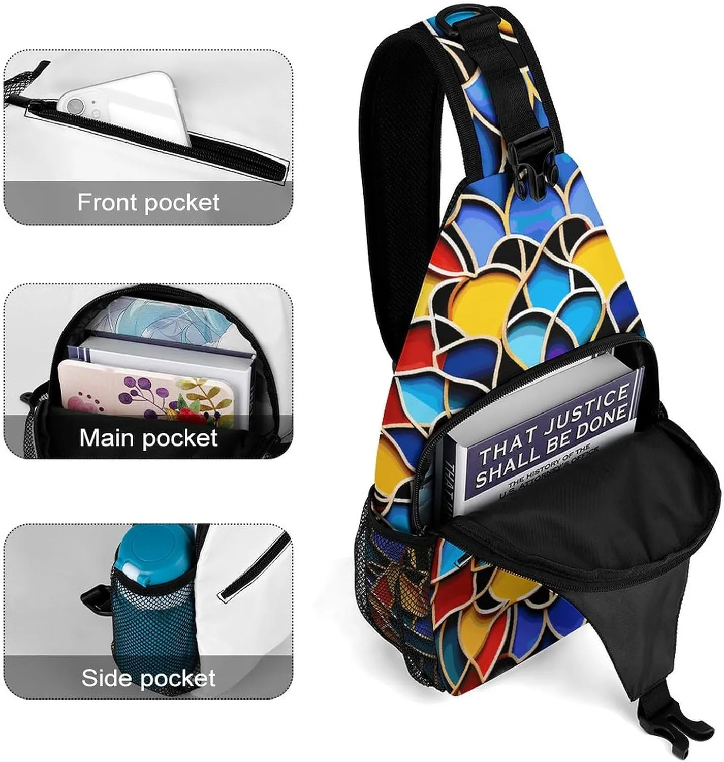 Crossbody Sling Bag Fish Background Backpack Sling Bag Travel Hiking Chest Bag Shoulder Bag Daypack