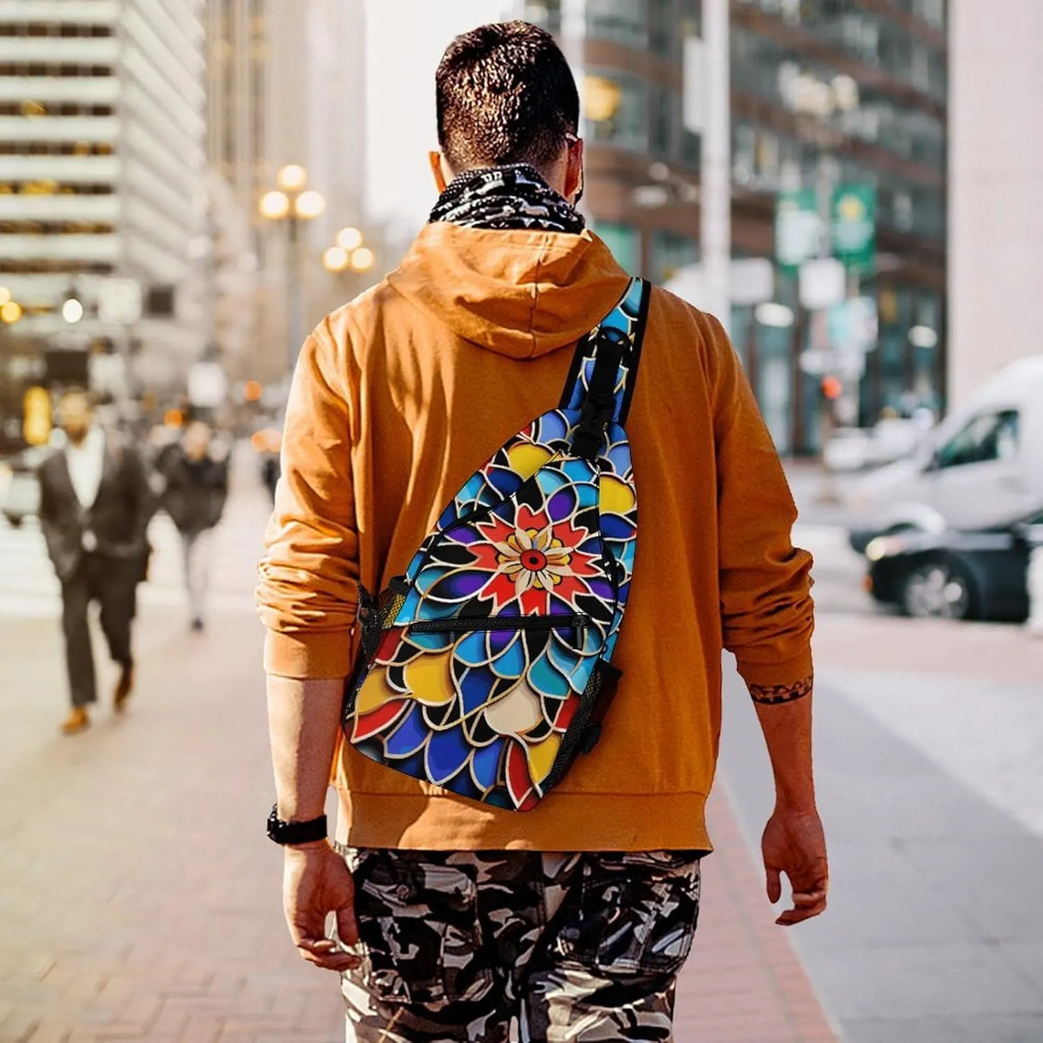 Crossbody Sling Bag Fish Background Backpack Sling Bag Travel Hiking Chest Bag Shoulder Bag Daypack
