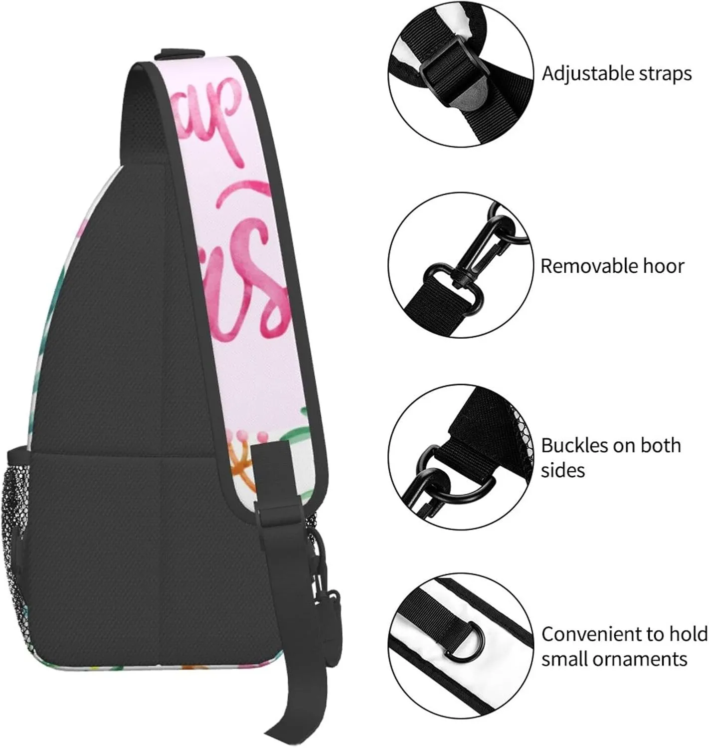 Crossbody Sling Bag for Men Women, Happy Easter Day Flower Sling Backpack Shoulder Chest Bag, Anti Theft Travel Hiking Daypacks