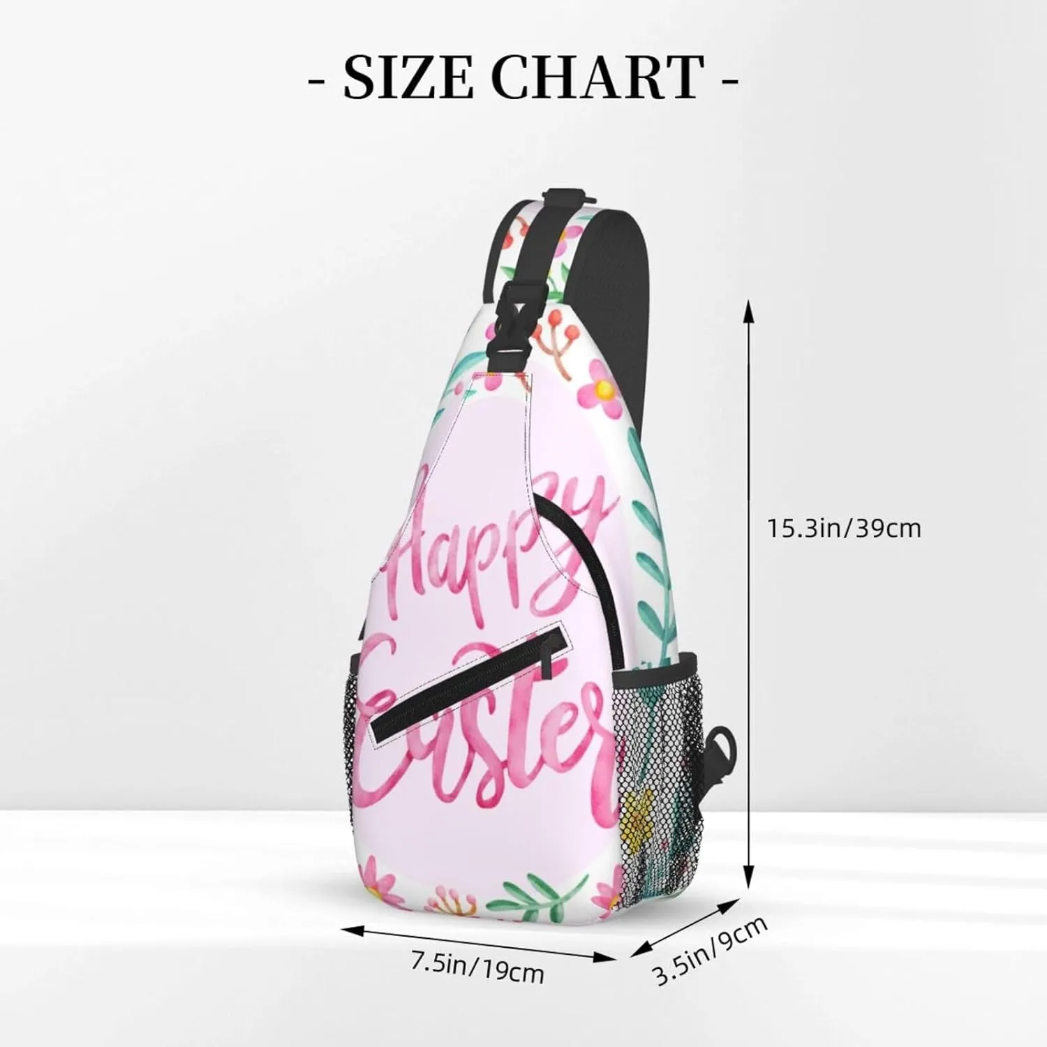 Crossbody Sling Bag for Men Women, Happy Easter Day Flower Sling Backpack Shoulder Chest Bag, Anti Theft Travel Hiking Daypacks