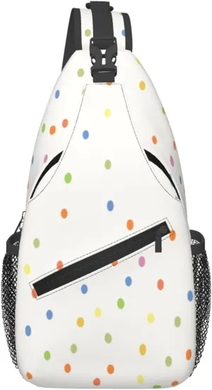 Crossbody Sling Bag for Men Women, Polka Dot Sling Backpack Shoulder Chest Bag, Anti Theft Travel Hiking Daypacks