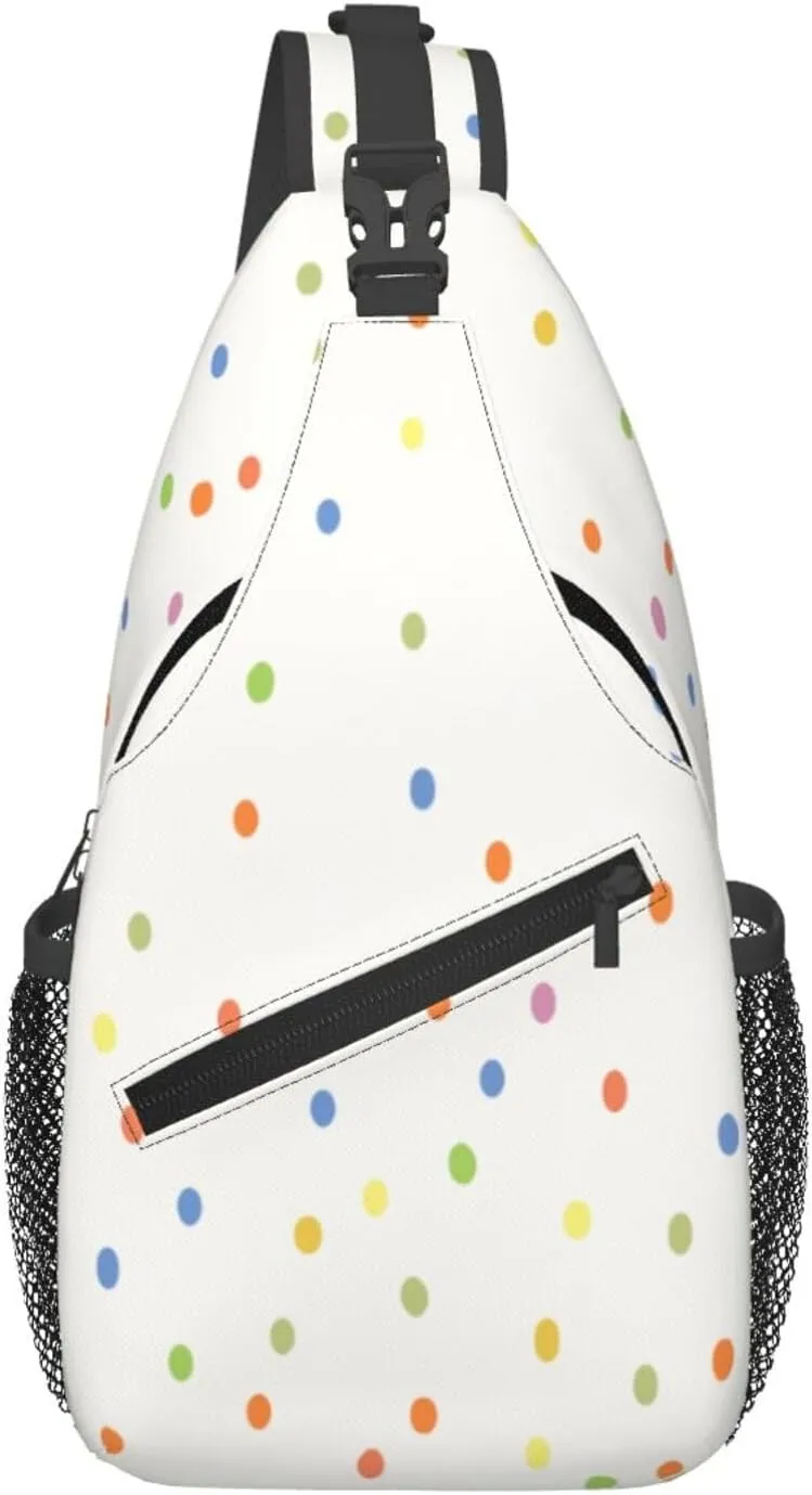 Crossbody Sling Bag for Men Women, Polka Dot Sling Backpack Shoulder Chest Bag, Anti Theft Travel Hiking Daypacks