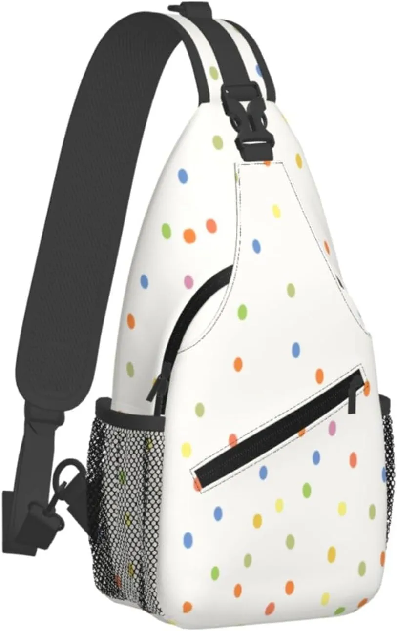 Crossbody Sling Bag for Men Women, Polka Dot Sling Backpack Shoulder Chest Bag, Anti Theft Travel Hiking Daypacks