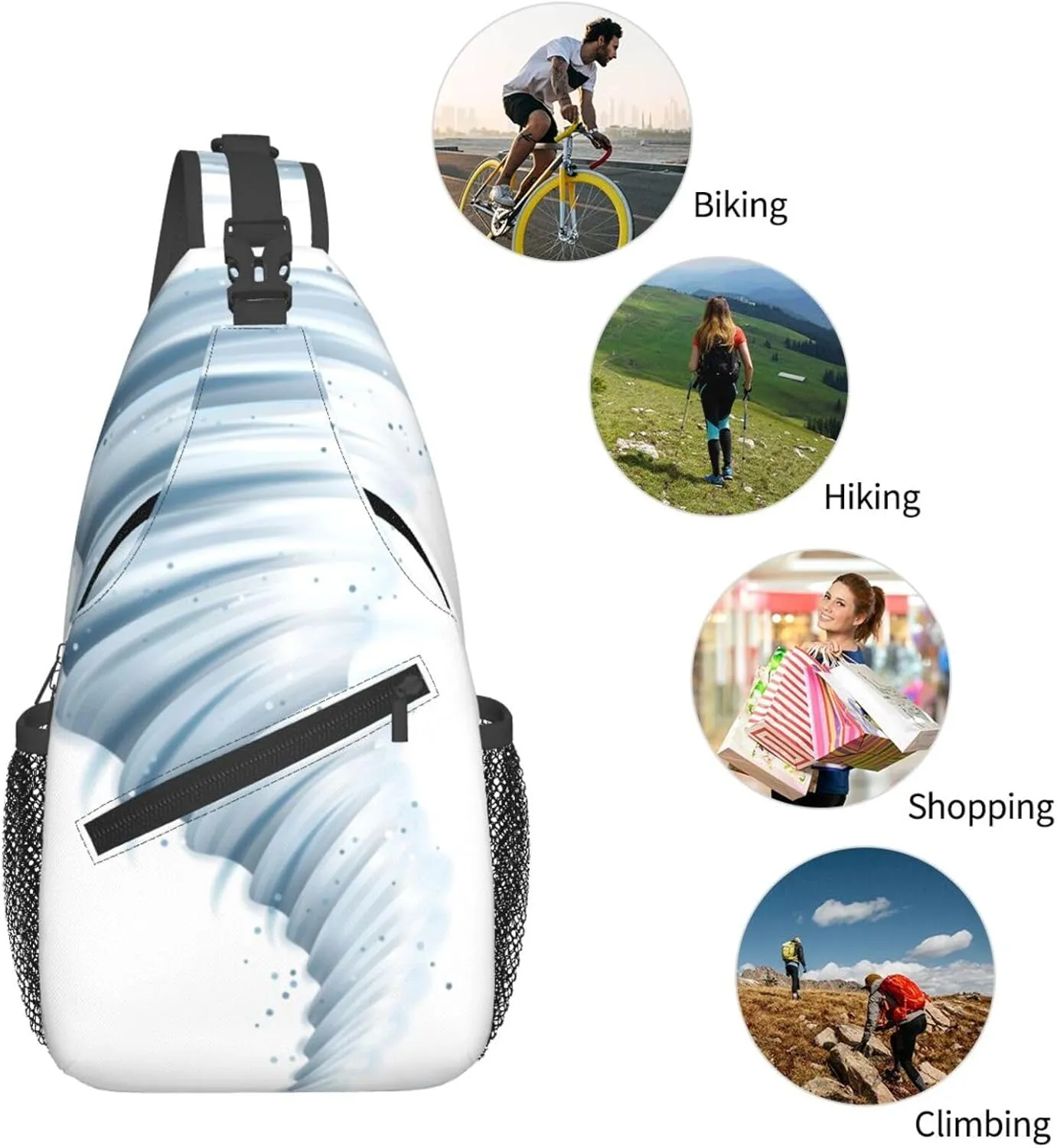 Crossbody Sling Bag for Men Women, Tornado Sling Backpack Shoulder Chest Bag, Anti Theft Travel Hiking Daypacks