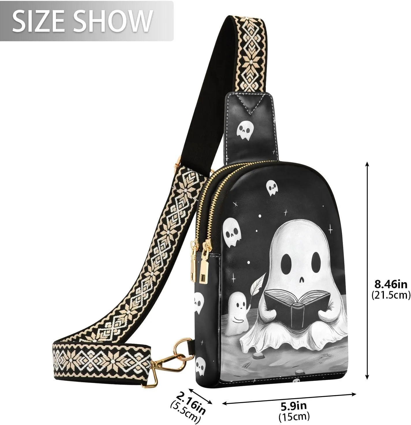 Crossbody Sling Bag for Women Leather Shoulder Chest Bag Small Fanny Pack for Hiking Travel