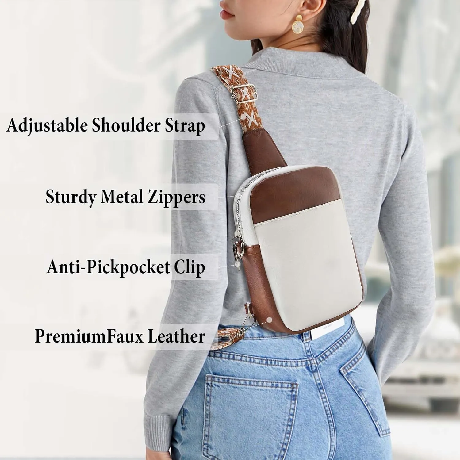 Crossbody Sling Bag for Women Man Anti Theft Vegan Leather Bag Anti Pickpocket Zipper Clip RFID Blocking Chest Bags…