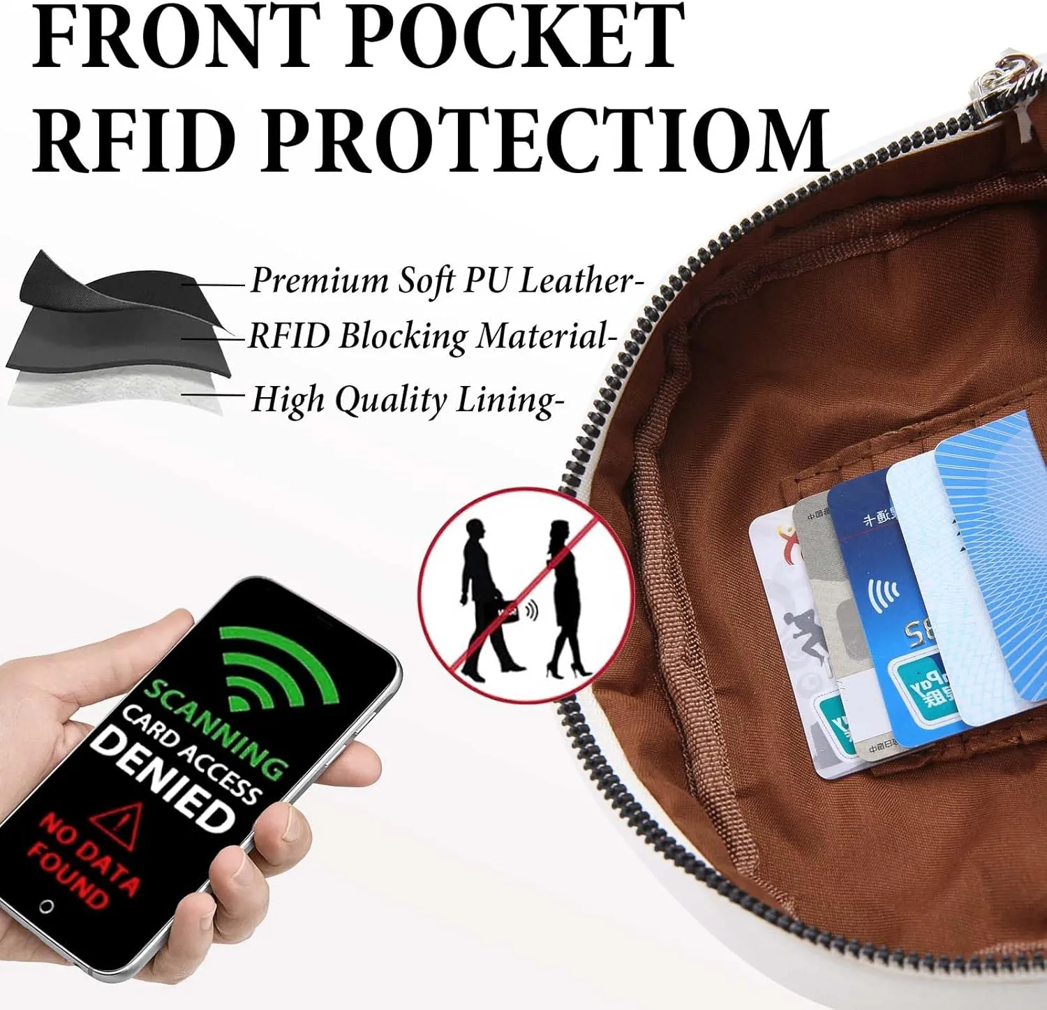 Crossbody Sling Bag for Women Man Anti Theft Vegan Leather Bag Anti Pickpocket Zipper Clip RFID Blocking Chest Bags…