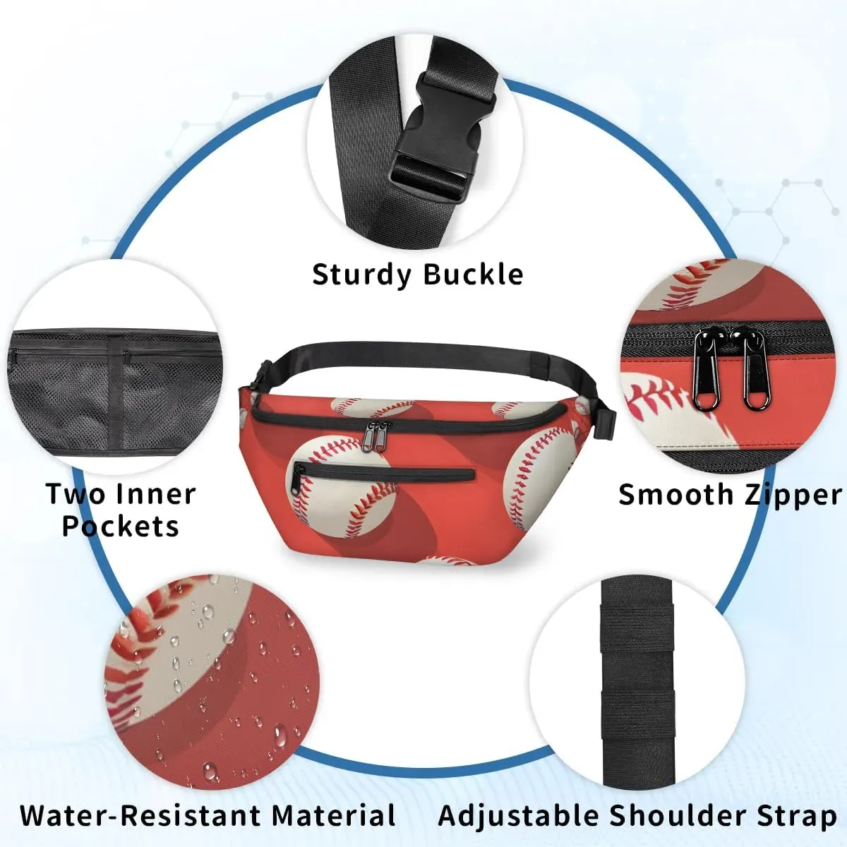 Crossbody Sling Bag for Women Men Baseball Print Lightweight Travel Essentials Chest Bag Waterproof Sling Backpack and Cross Body Bag for Daily Use