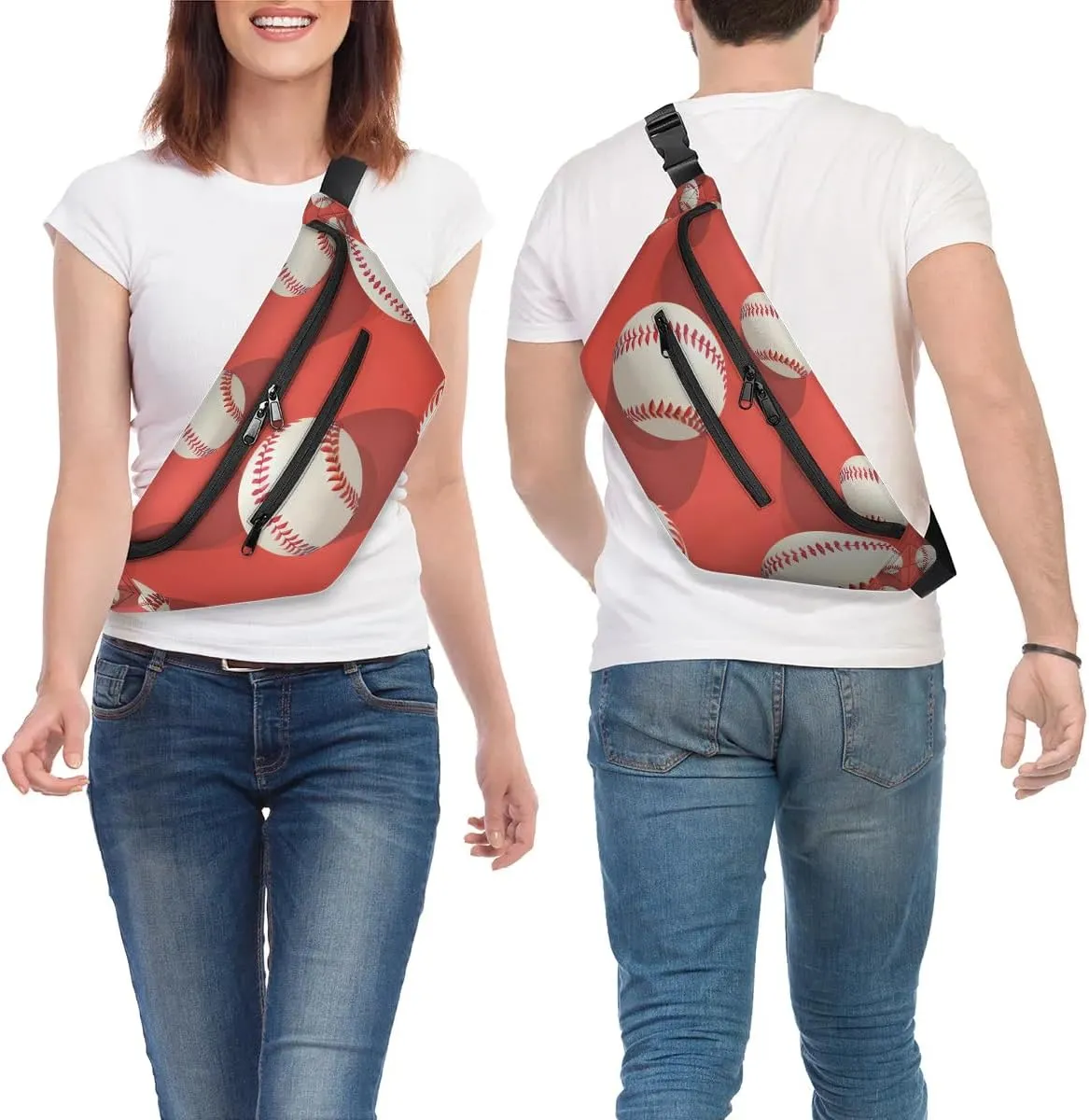 Crossbody Sling Bag for Women Men Baseball Print Lightweight Travel Essentials Chest Bag Waterproof Sling Backpack and Cross Body Bag for Daily Use