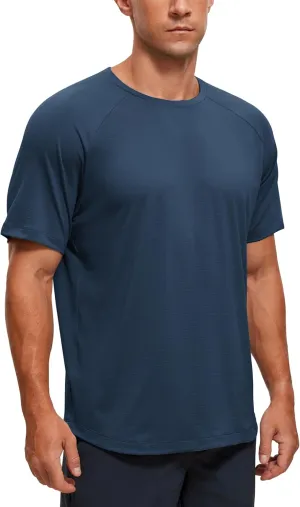 CRZ YOGA Mens Lightweight Athletic T-Shirts Moisture Wicking Running Workout Shirt Short Sleeve Gym Tops