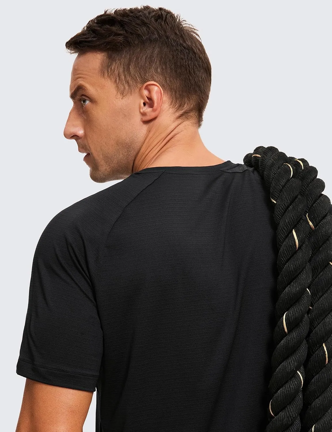 CRZ YOGA Mens Lightweight Athletic T-Shirts Moisture Wicking Running Workout Shirt Short Sleeve Gym Tops