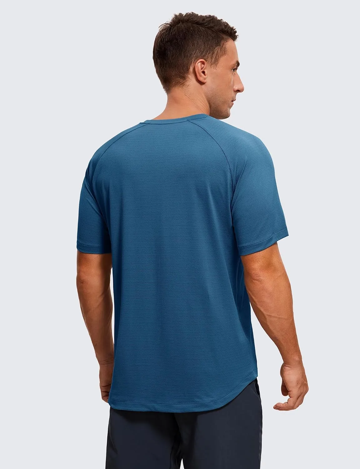 CRZ YOGA Mens Lightweight Athletic T-Shirts Moisture Wicking Running Workout Shirt Short Sleeve Gym Tops