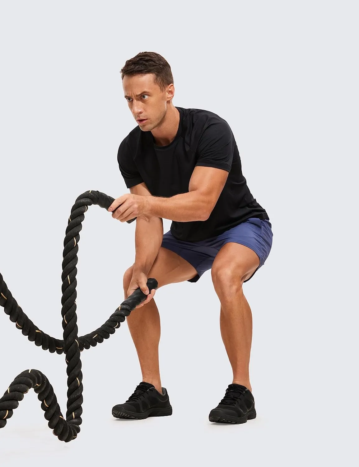 CRZ YOGA Mens Lightweight Athletic T-Shirts Moisture Wicking Running Workout Shirt Short Sleeve Gym Tops