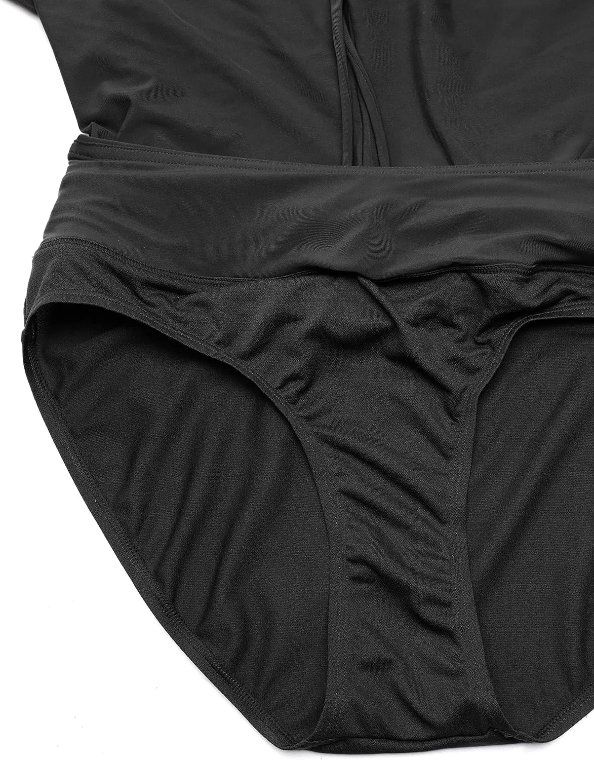 CRZ YOGA Womens Swim Board Shorts 4'' - High Waisted Side Split Bathing Swimwear Bottoms with Mesh Liner Zipper Pocket