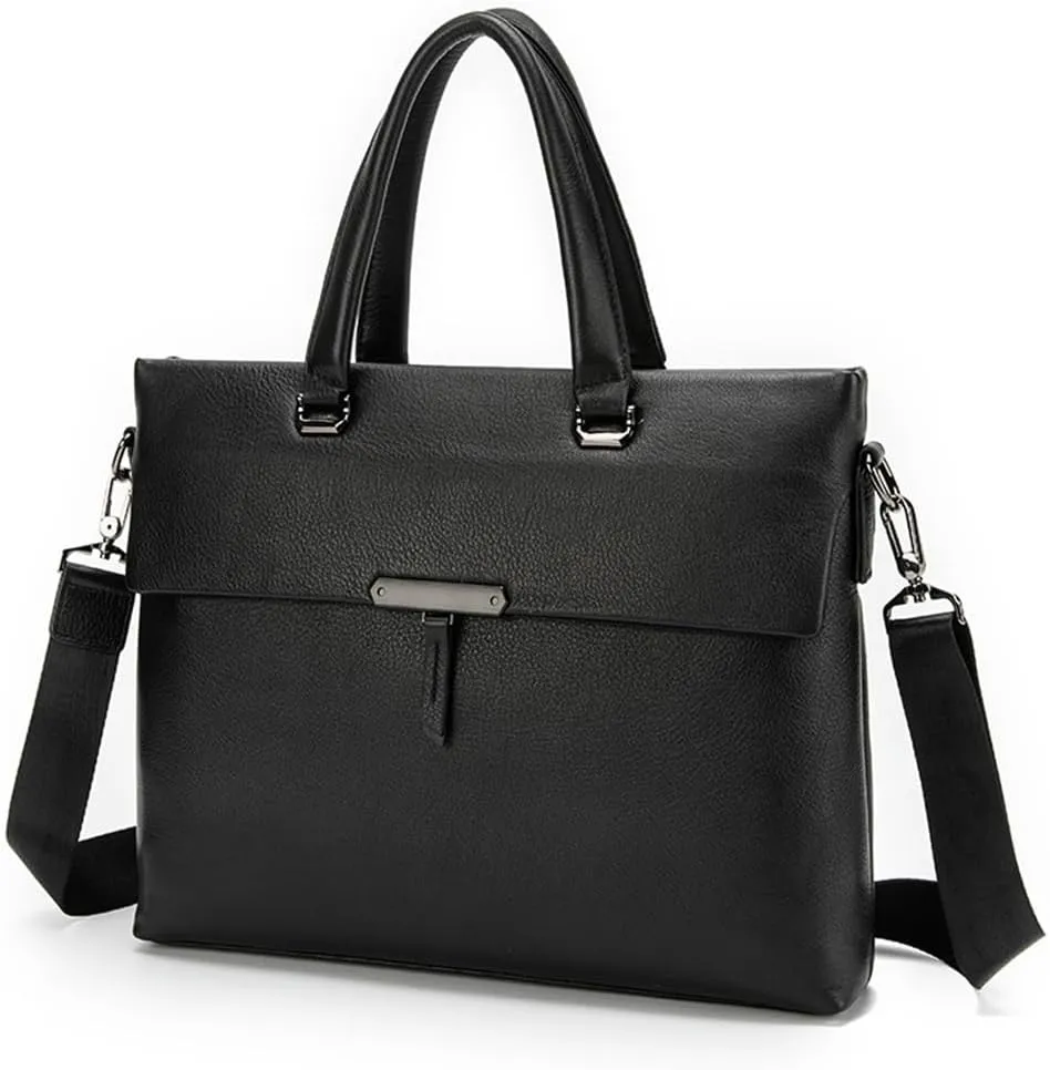 CSCDD Leather Layer Cowhide Men's Handbag Natural Slam Business Trip Crossbody Briefcase Computer Bag
