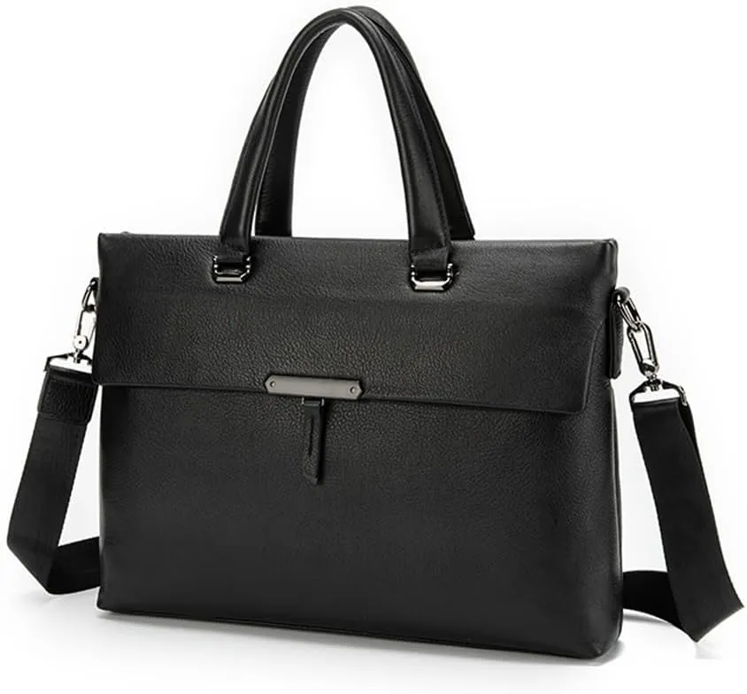 CSCDD Leather Layer Cowhide Men's Handbag Natural Slam Business Trip Crossbody Briefcase Computer Bag