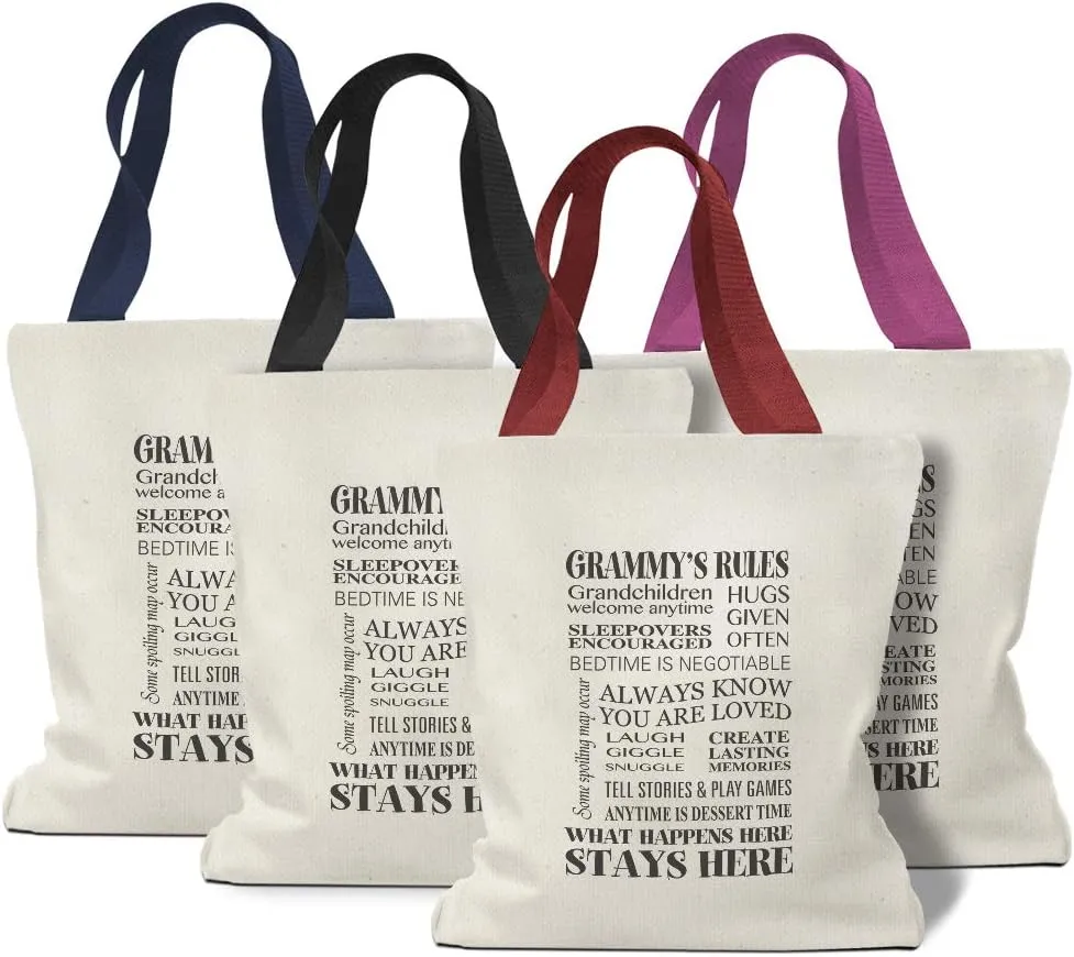 Custom Canvas Tote Shopping Bag Grammy's Rules Grandmother Family & Friends Reusable Beach for Women