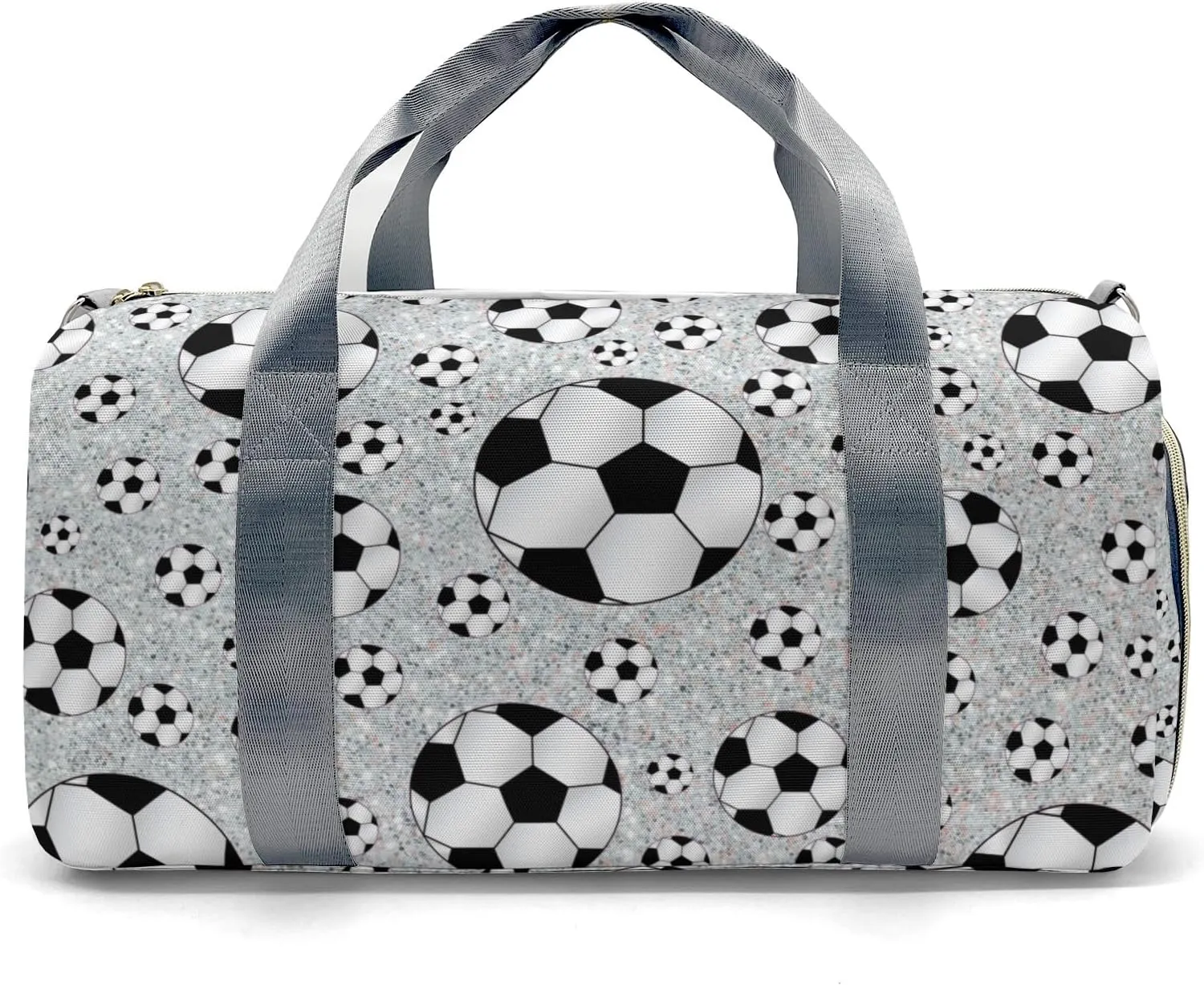 Custom Duffel Bag Sports Soccer Ball Sliver Glitter Personalized for Travel Carry on Bag