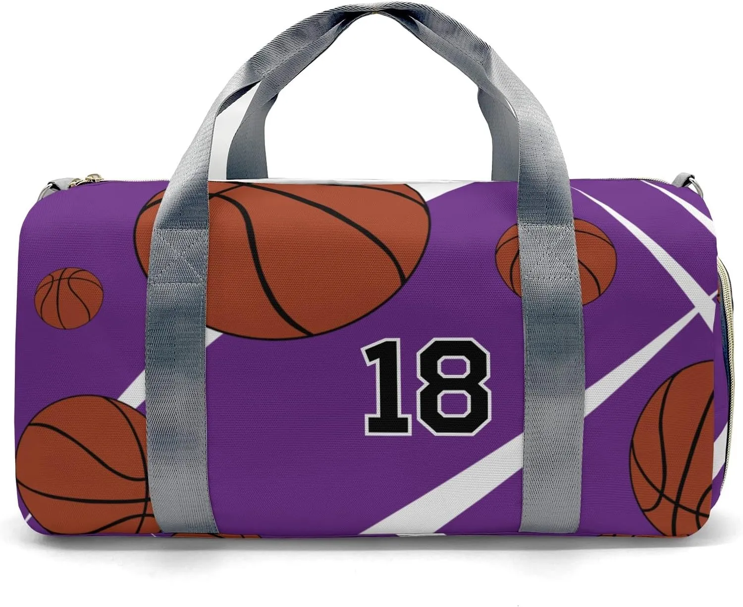 Custom Gift Sport Player Duffel Bag for Sport Basketball Purple Travel Weekender Bag,Overnight Bag with Shoe Compartment for Business Trips Sports Bag