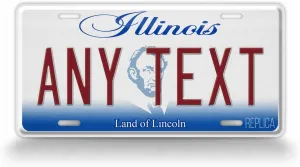Custom Illinois Land of Lincoln License Plate Any Text Personalized IL Metal Auto Tag