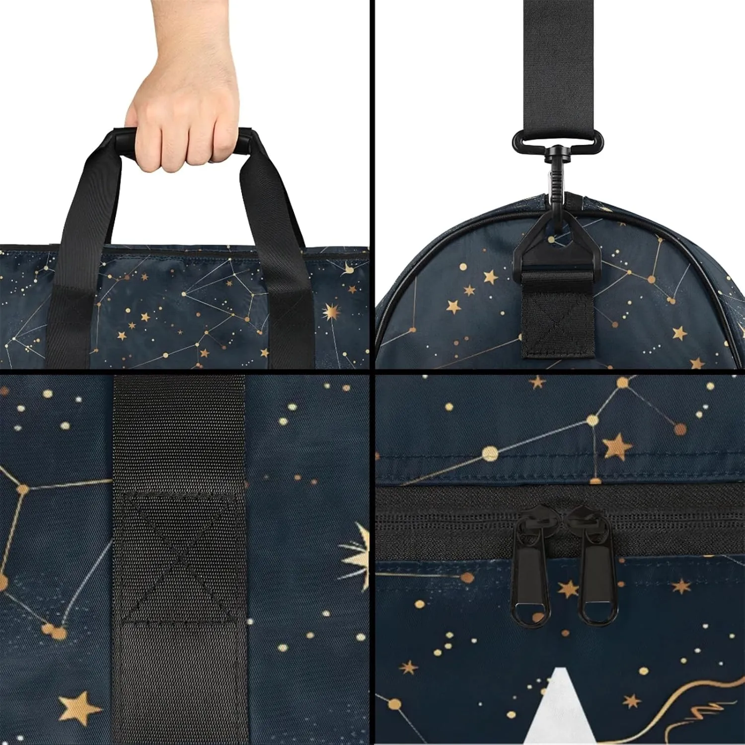 Custom Sports Duffel Bag with Shoe Compartment Personalized Name Dance Gym Bag for Women Overnight Weekender Travel Duffel Bags, Cosmos Sky Galaxy Universe