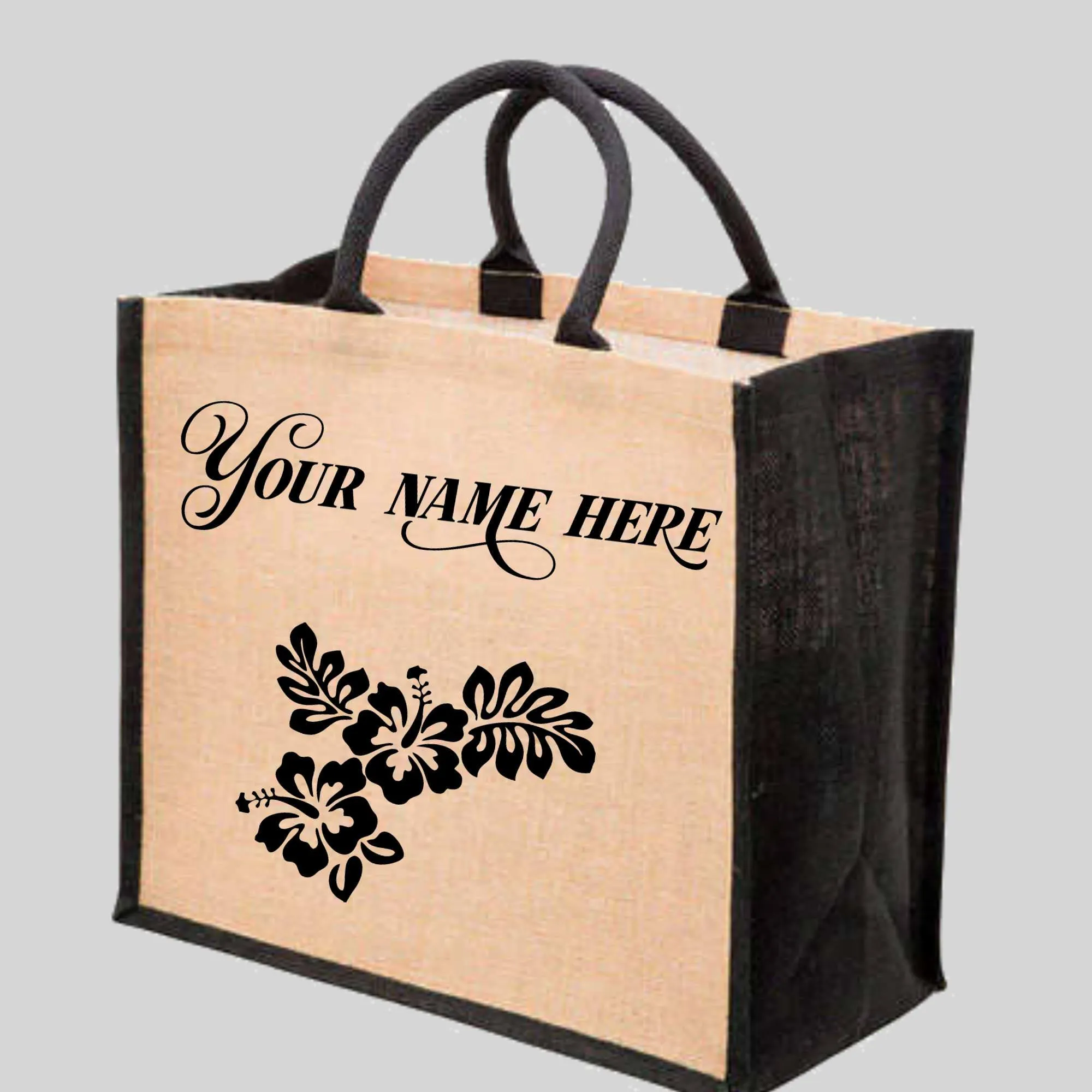 Custom YOUR NAME, Shopping Bag, Jute Tote Bag