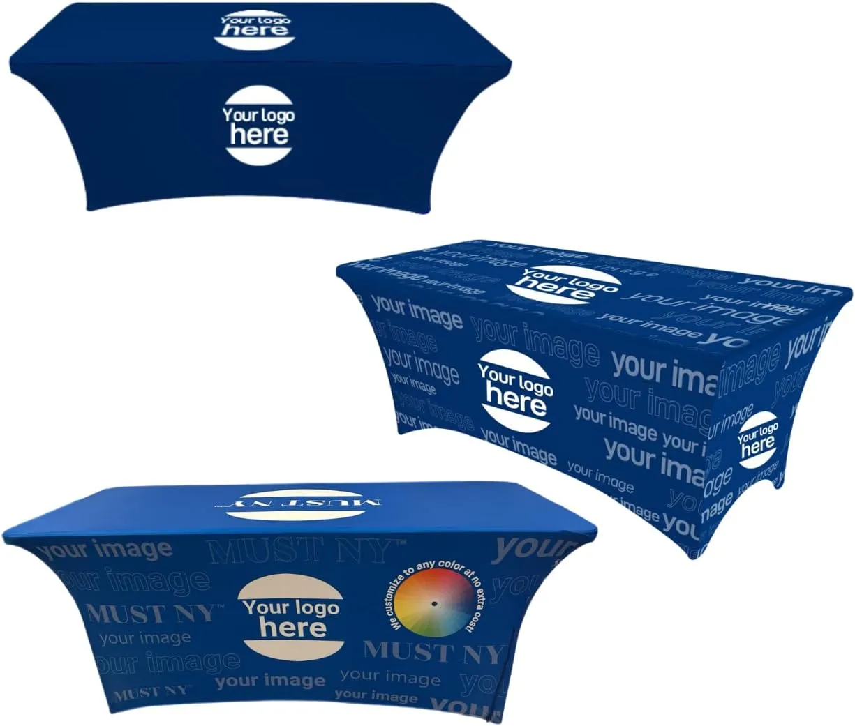 Customized Tablecloth 4FT 6 FT 8 FT Table Runner Personalized Tablecloth for Tradeshow Events Birthday Wedding Anniversary Tradeshow Mantel Personalizado (Rectangular Spandex 6 FT)